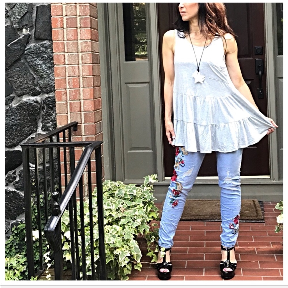 Heather grey sleeveless swing baby doll top - Picture 6 of 6